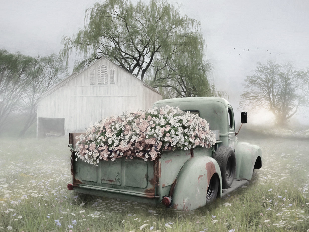Sage Green Truck with Blush Petunias
