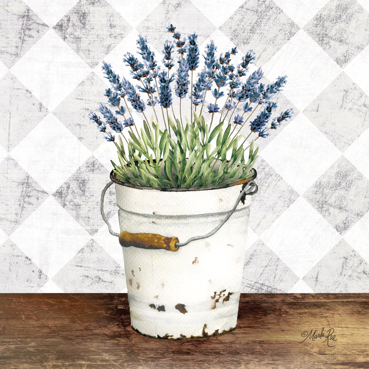Purple Flowers Metal Bucket