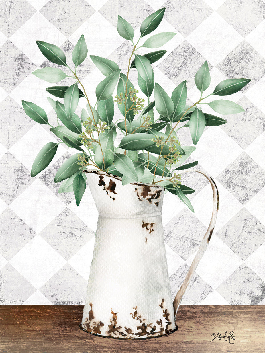 Eucalyptus White Tin Pitcher