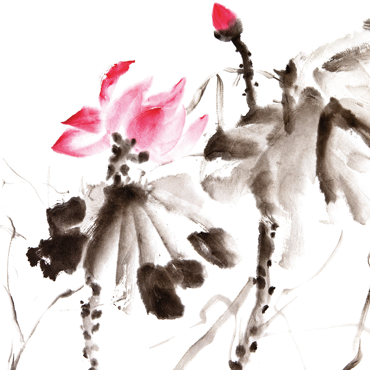 Loto rosa salpicado de arte en lienzo