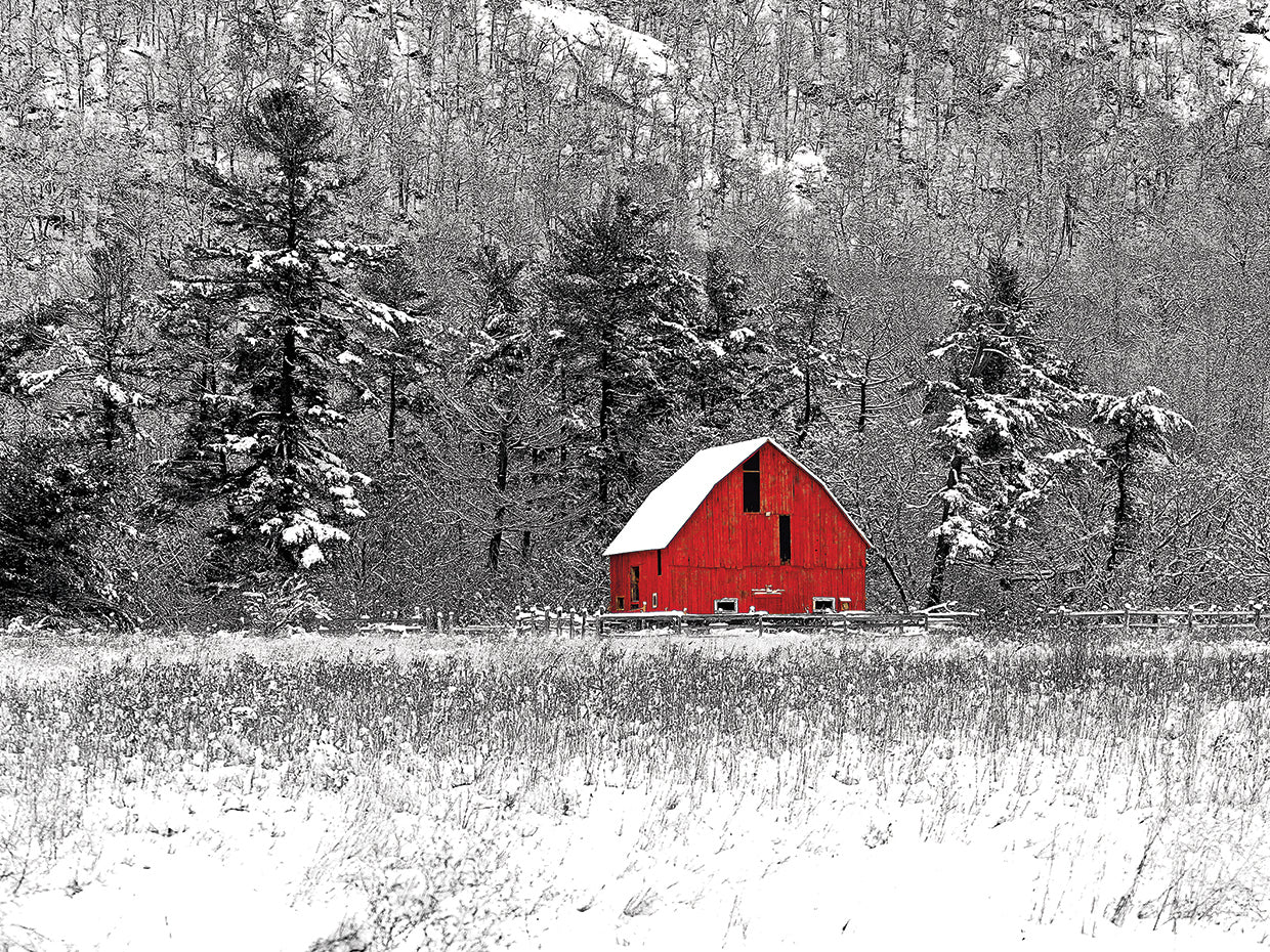 Quebec Red Barn Winter