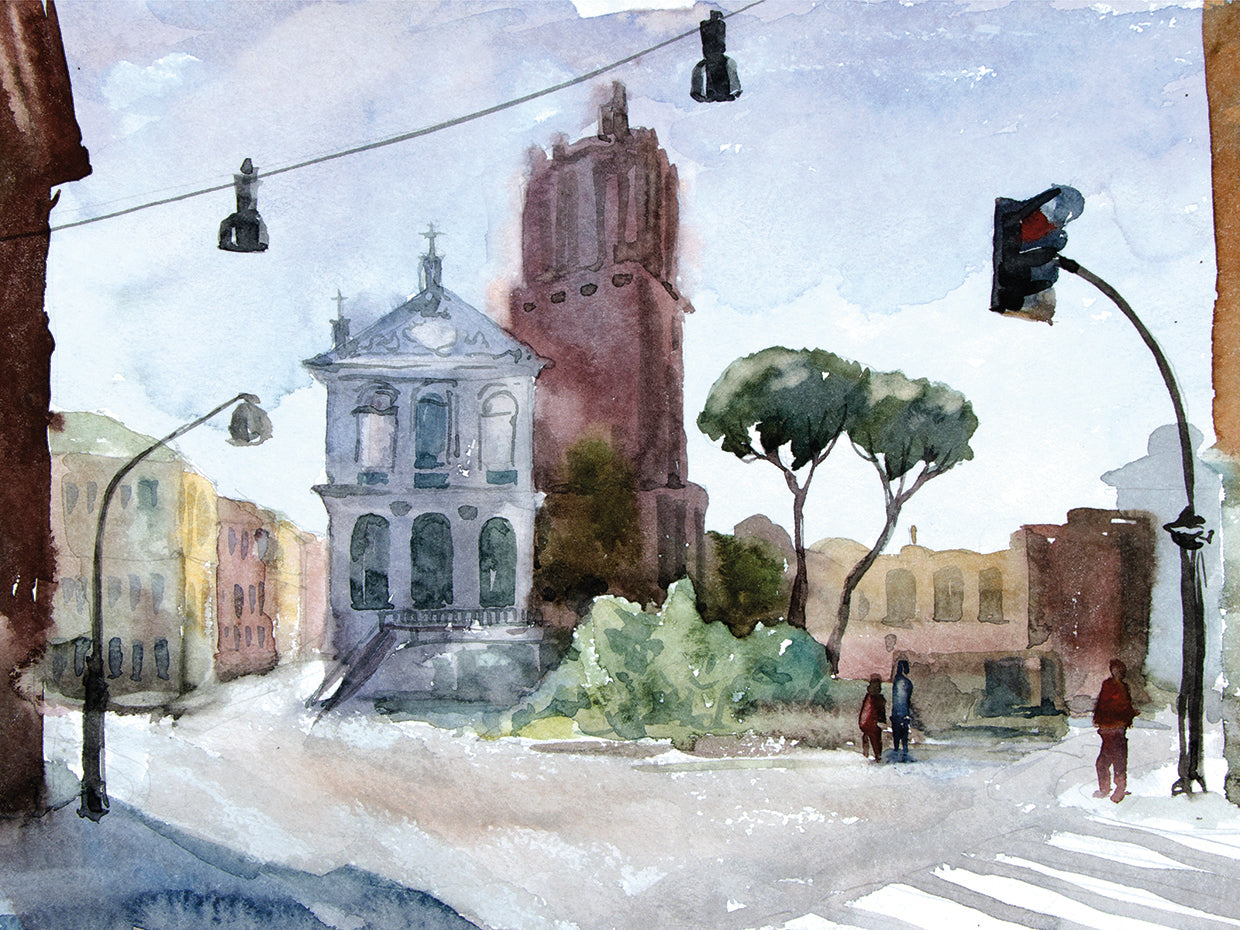 Arte de la lona de la acuarela de Touring Rome