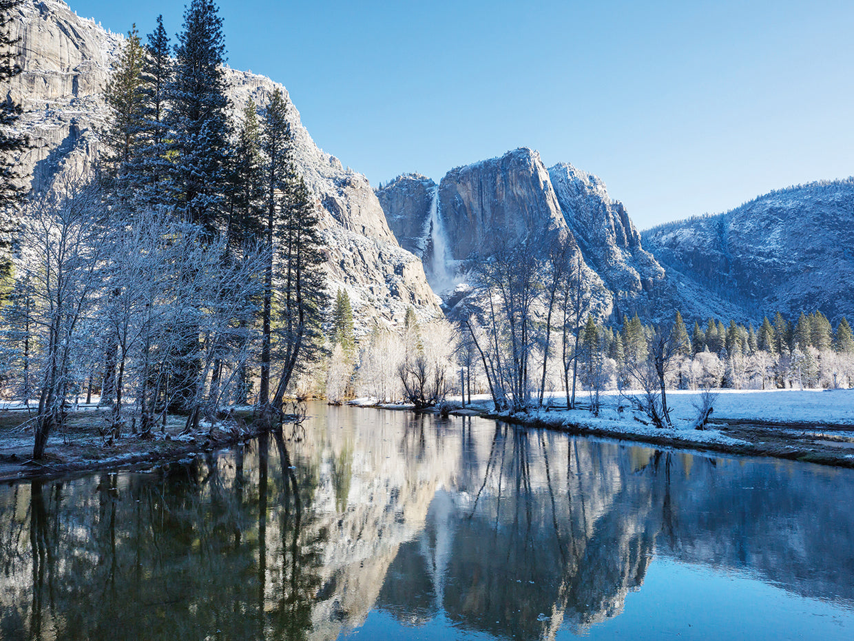 Arte de la lona del lago helado azul de Yosemite