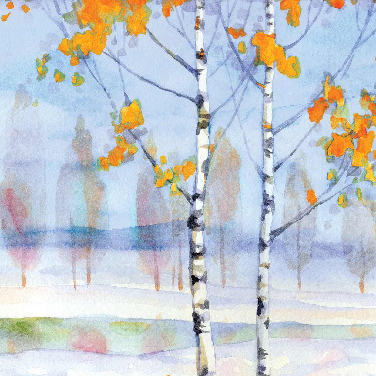 Arte de la lona de invierno de acuarela