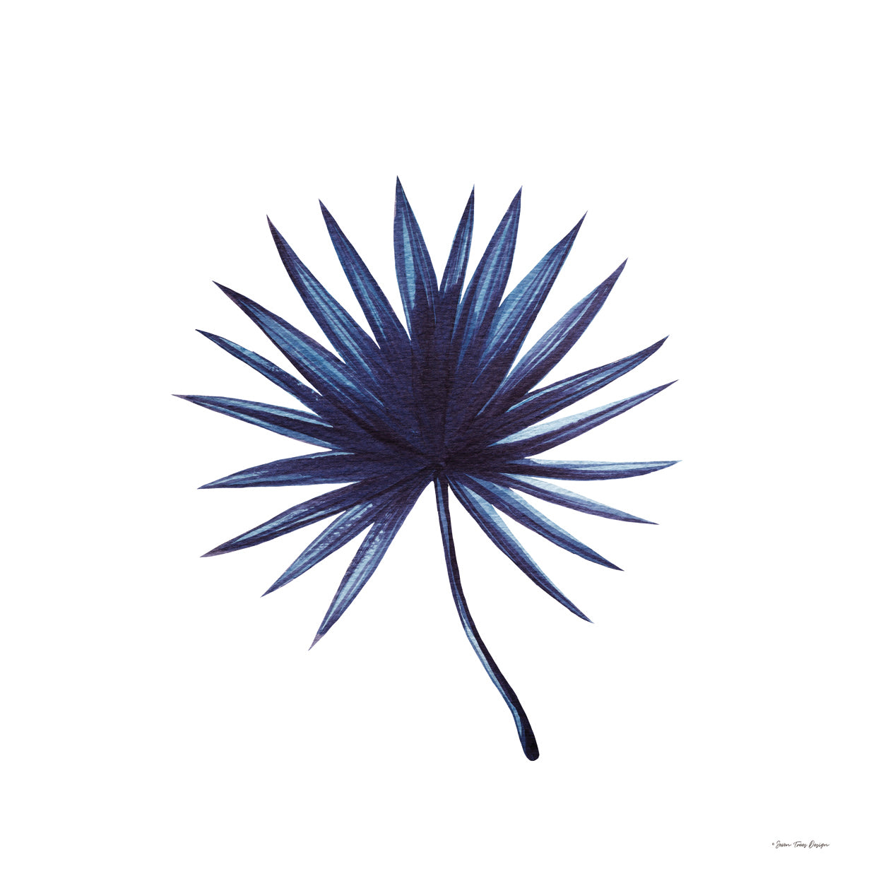 Watercolor Blue Leaf II