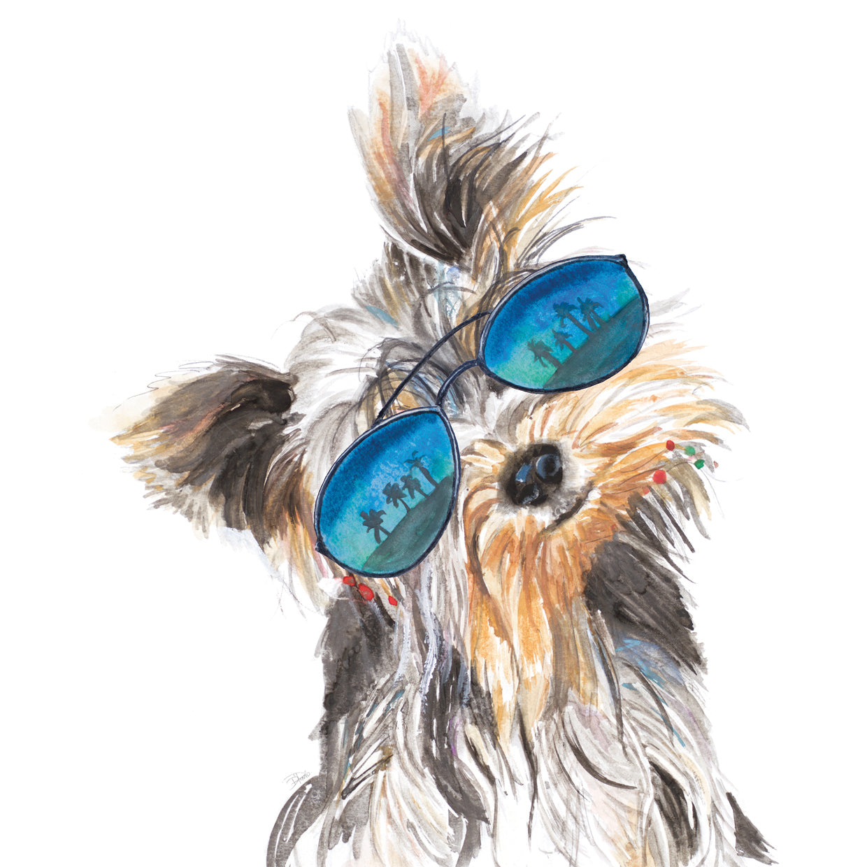 Yorkie con sombras Lienzo