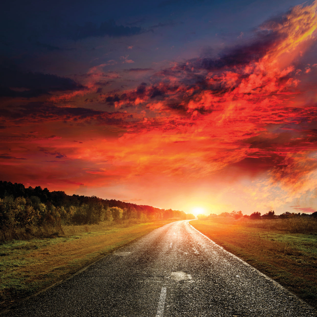 Orange Glow Sky Road