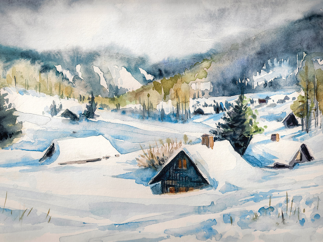 Pueblo suizo de invierno Lienzo