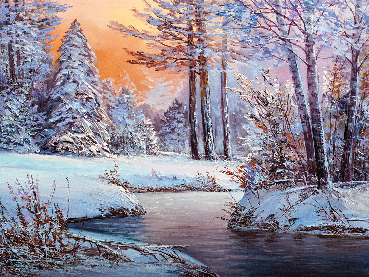 Paisaje invernal de ópalo resplandeciente Lienzo