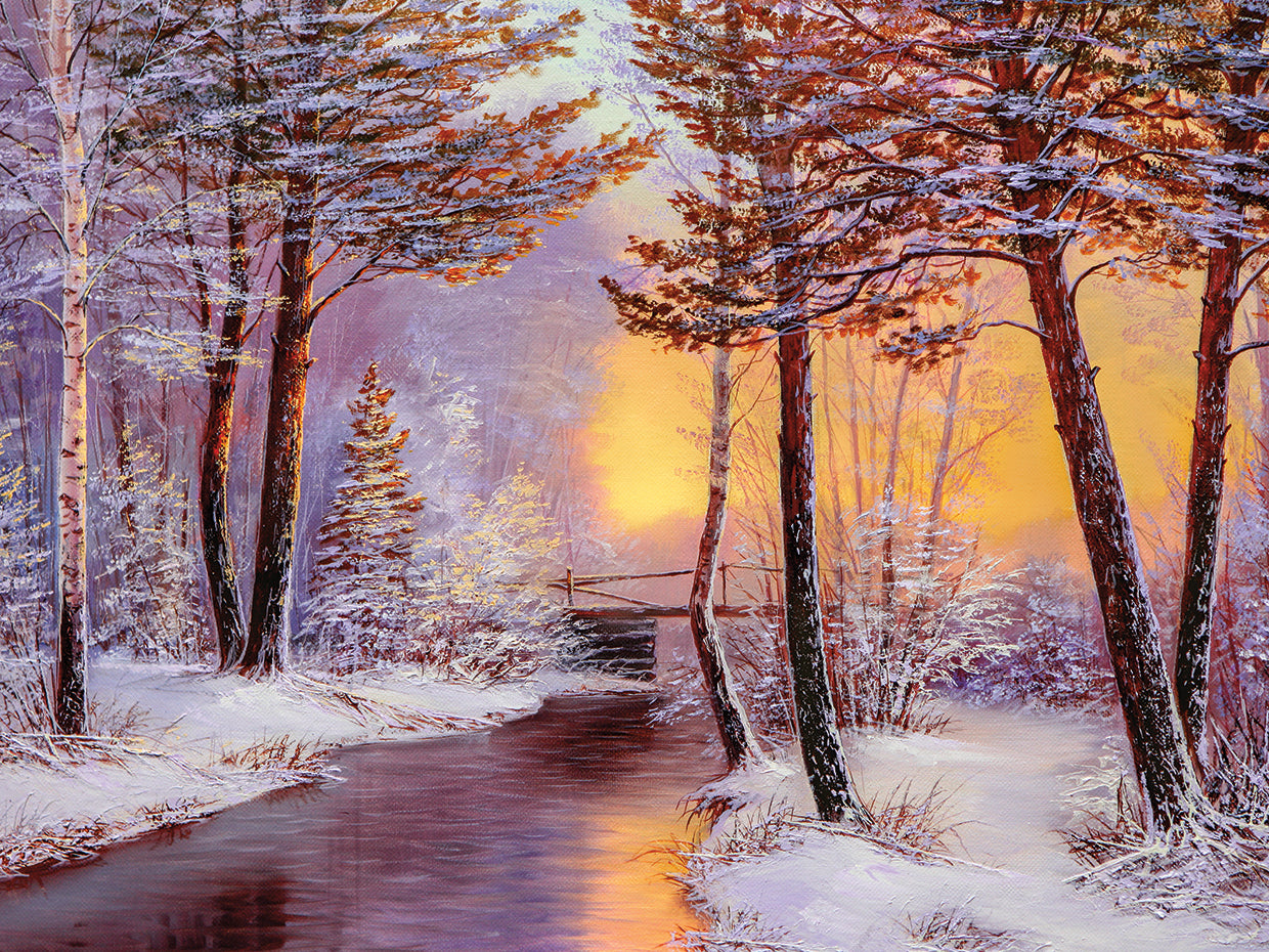 Paisaje de invierno púrpura escarchado Lienzo