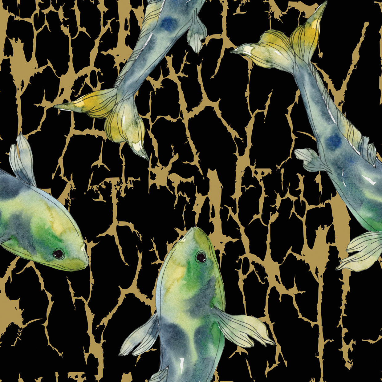 Dark Splash Fish Pattern