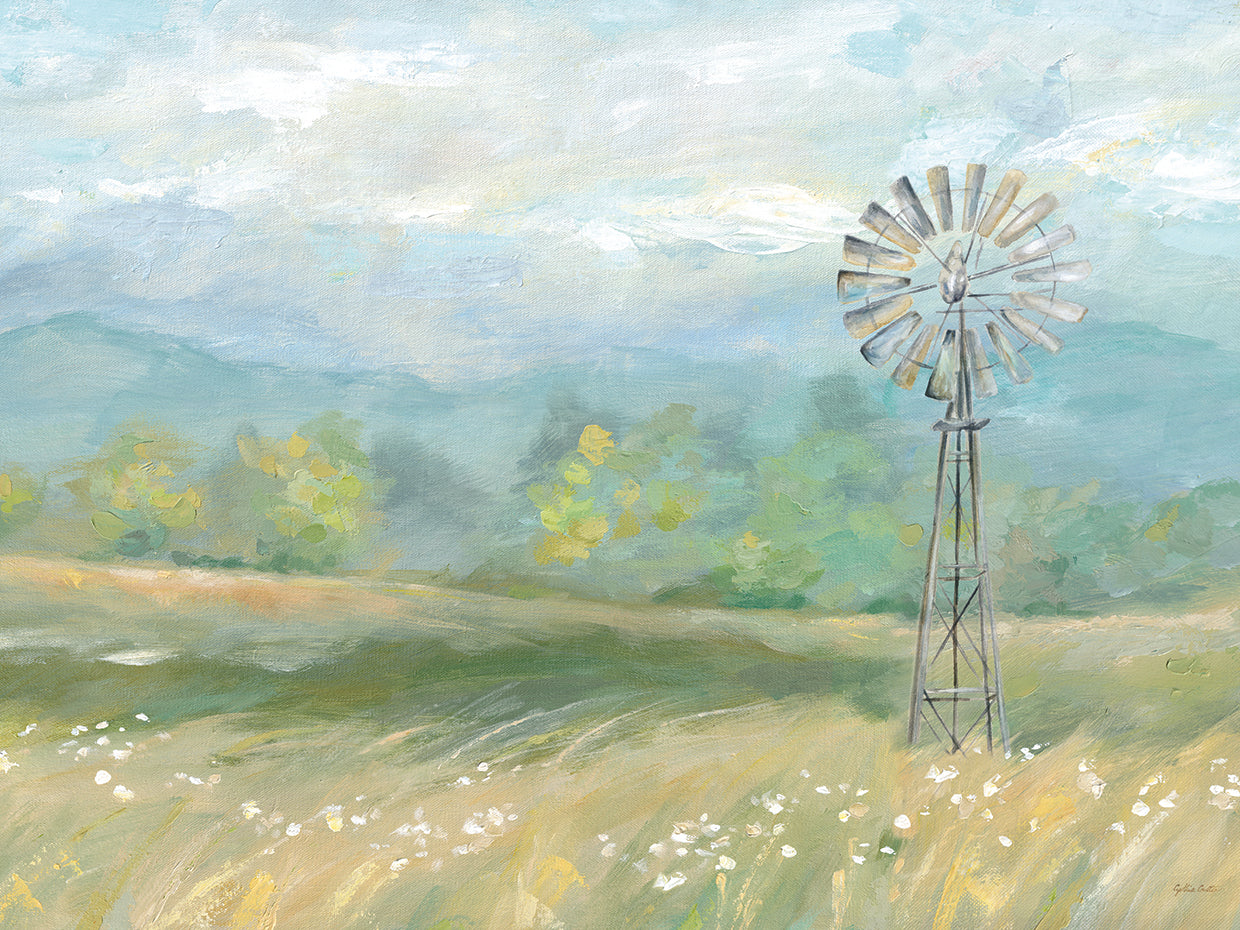 Country Meadow Windmill Landscape