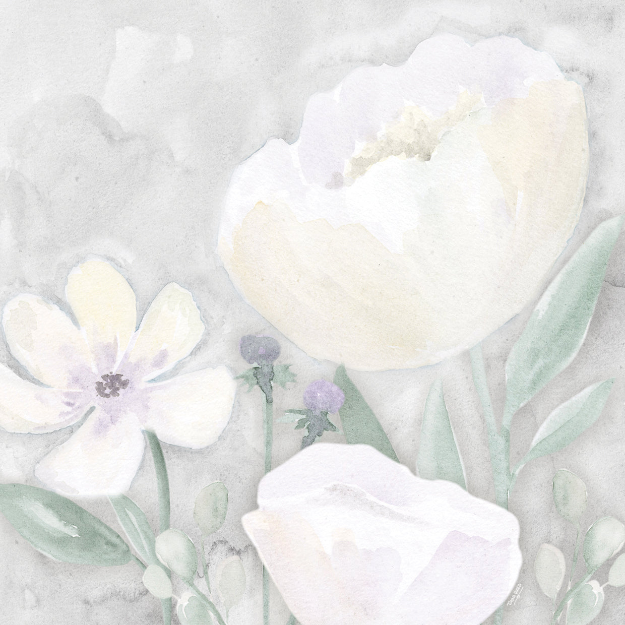 Peaceful Repose Floral on Gray II