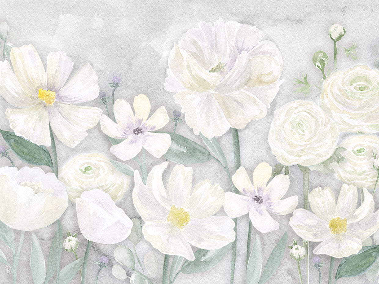 Peaceful Repose Gray Floral Landscape