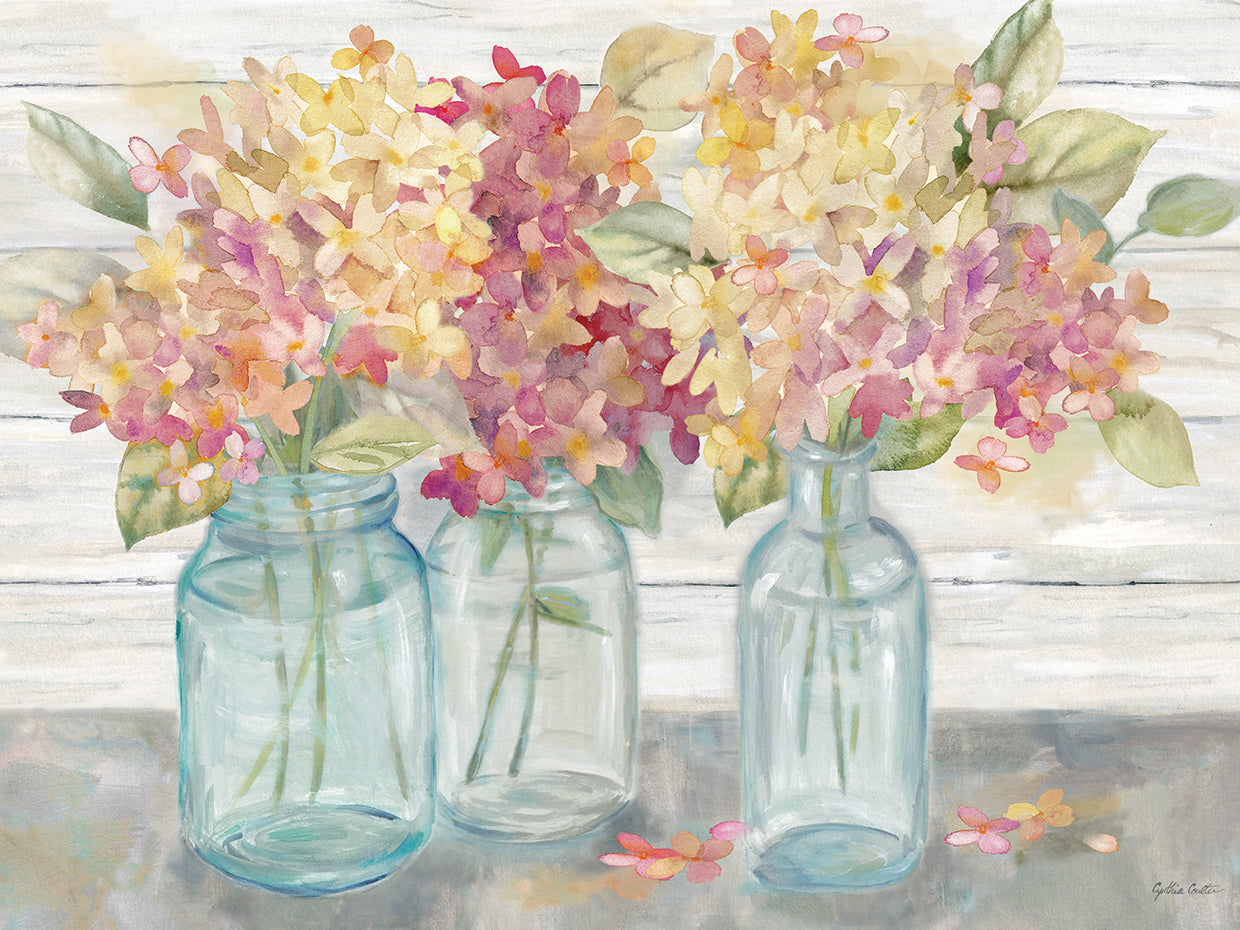 Farmhouse Hydrangeas in Mason Jars Spice