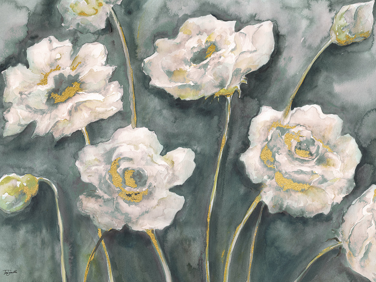 Gray and White Floral Landscape