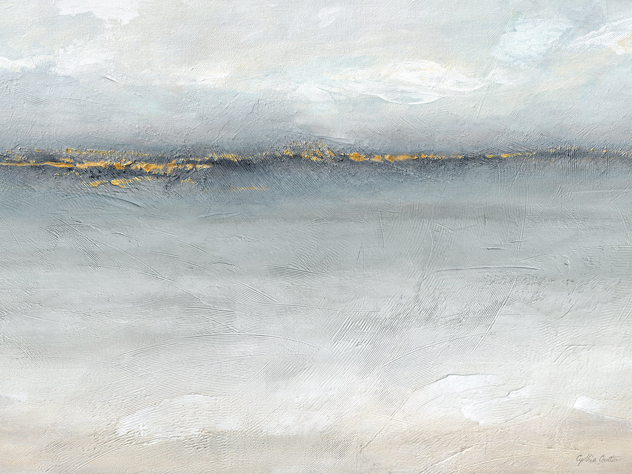 Serene Sea Grey Gold Landscape