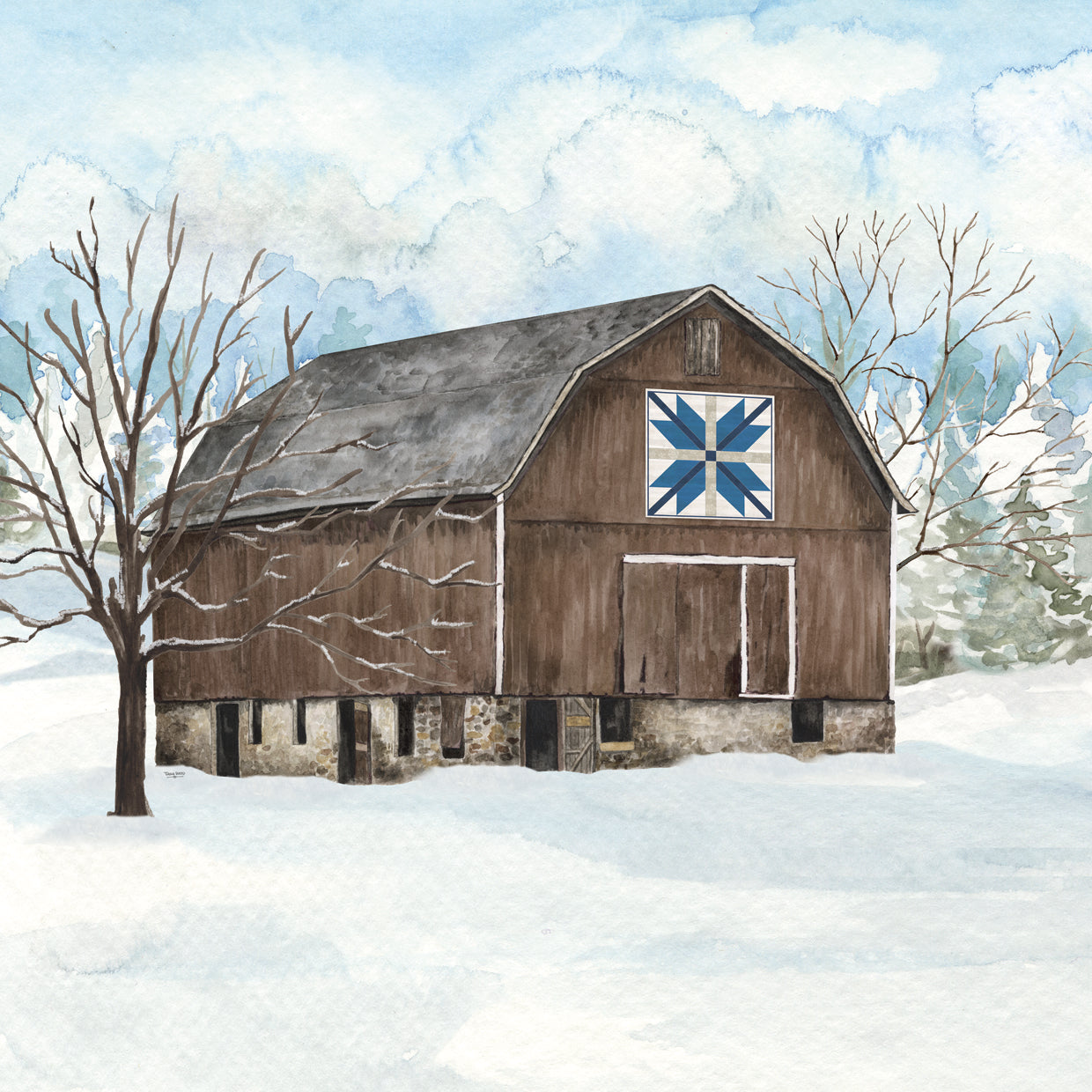Winter Barn Quilt III