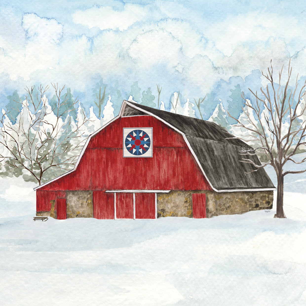Winter Barn Quilt IV