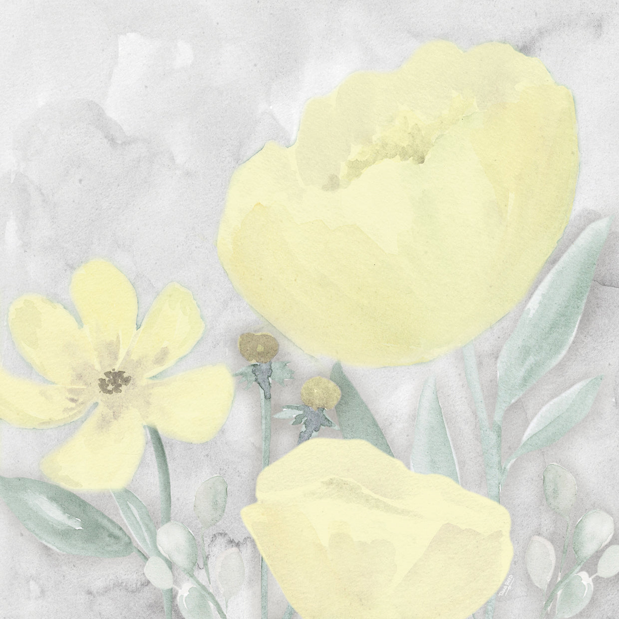 Peaceful Repose gray & yellow II