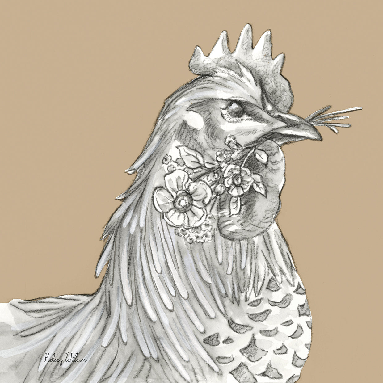 Watercolor Pencil Farm color VI-Rooster