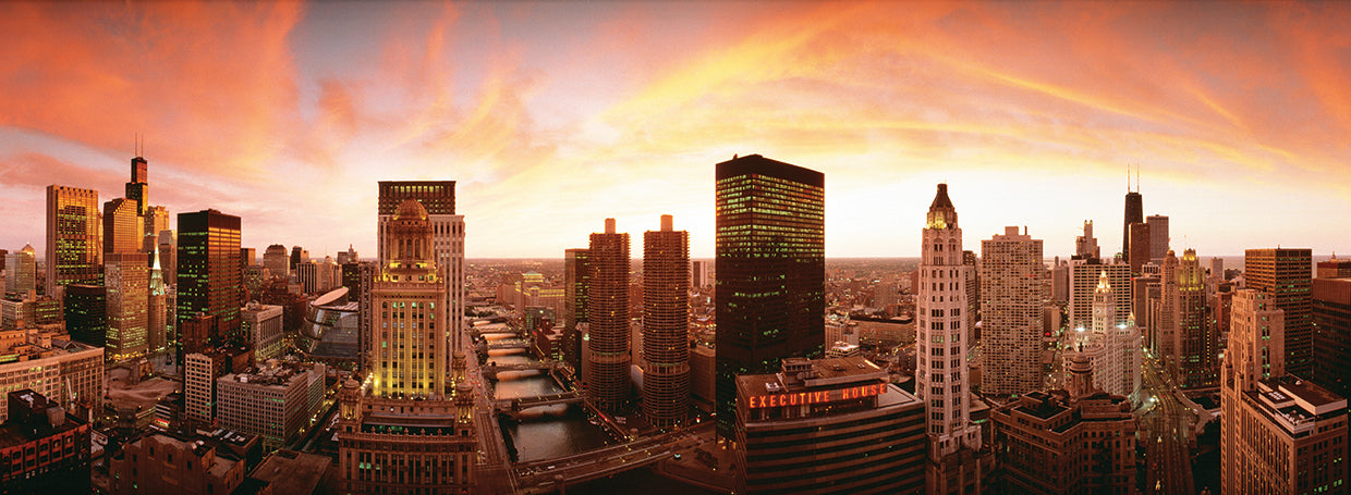 Sunset Chicago Skyline