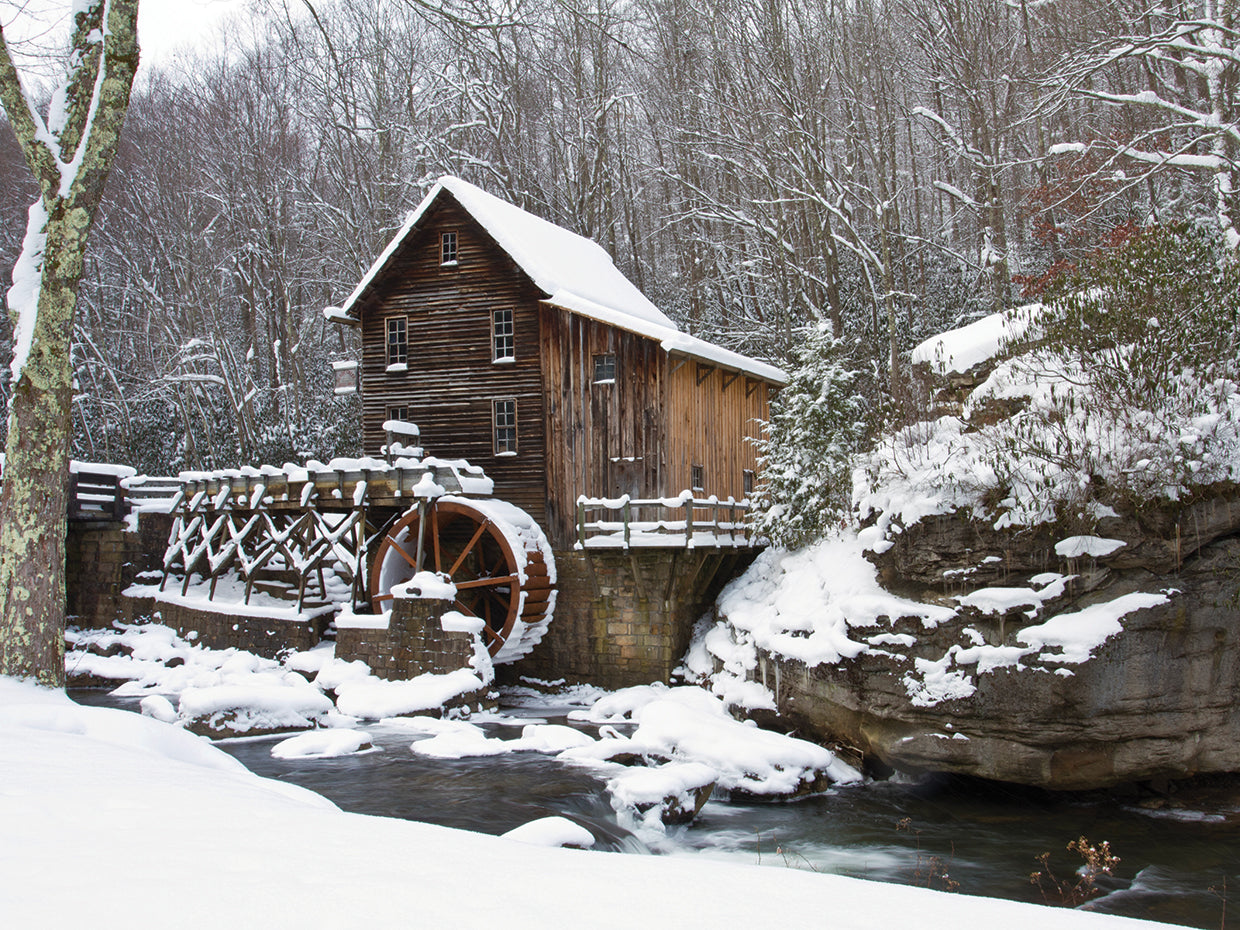 Molino de agua de invierno helado Lienzo