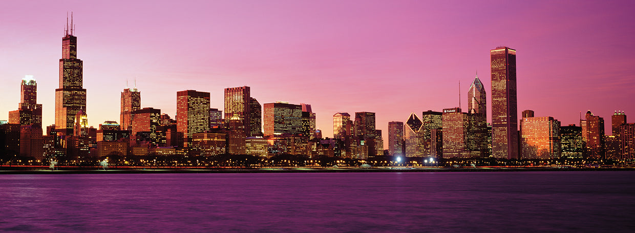 Resplandor del atardecer de Chicago Lienzo