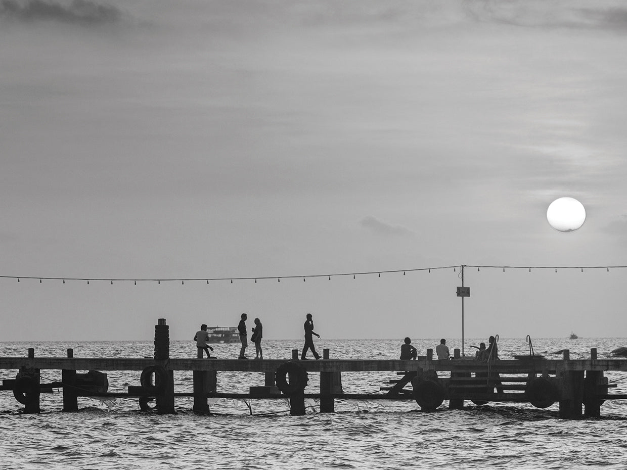 Muelle al atardecer de Camboya Lienzo
