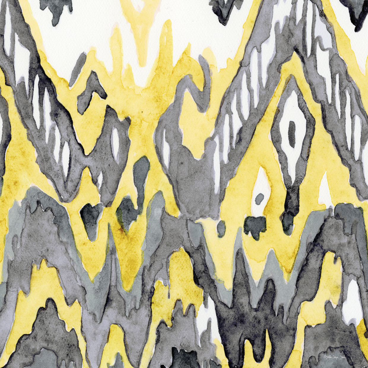 Ikat 2 amarillo-gris Lienzo