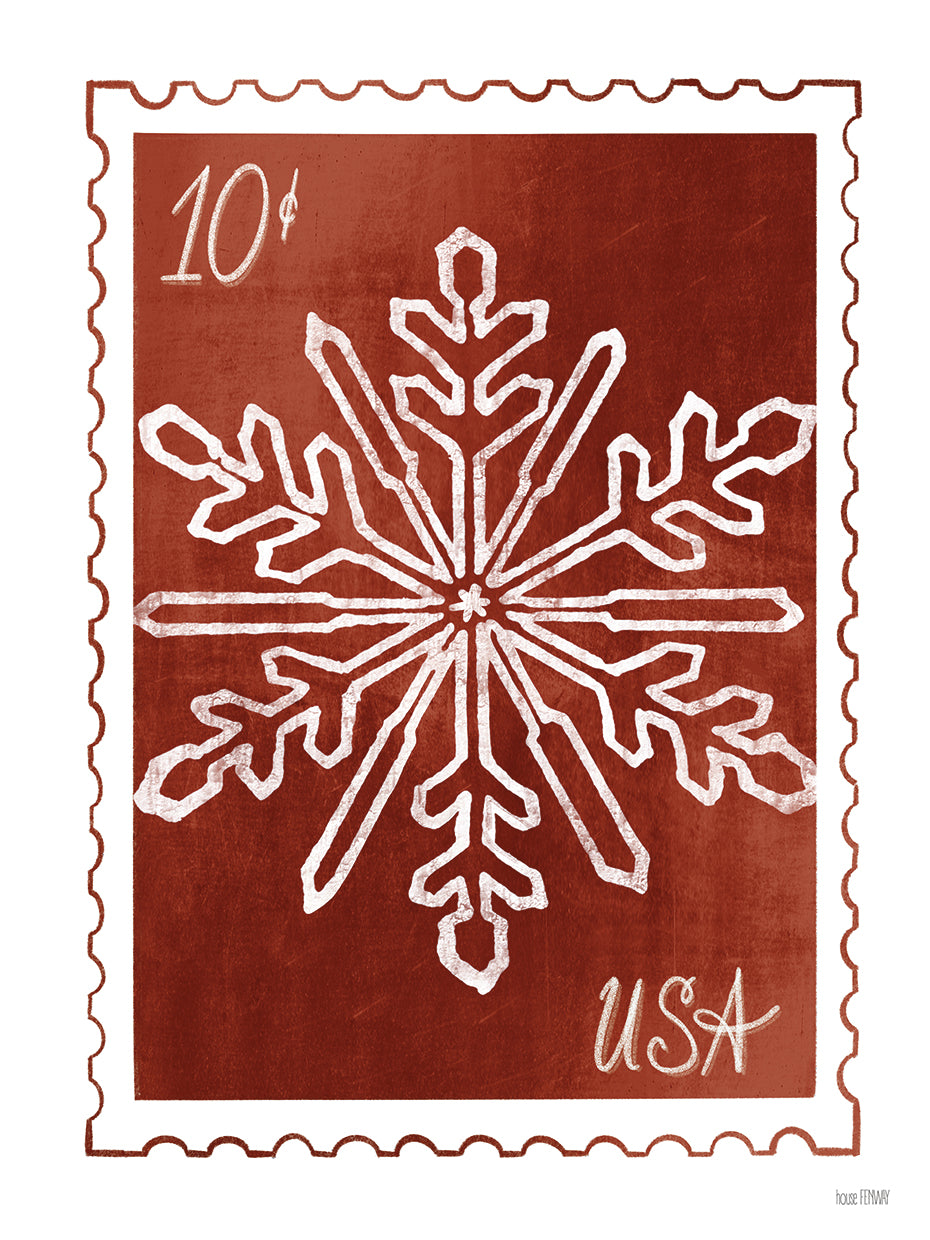 Christmas Stamp Red Snowflake