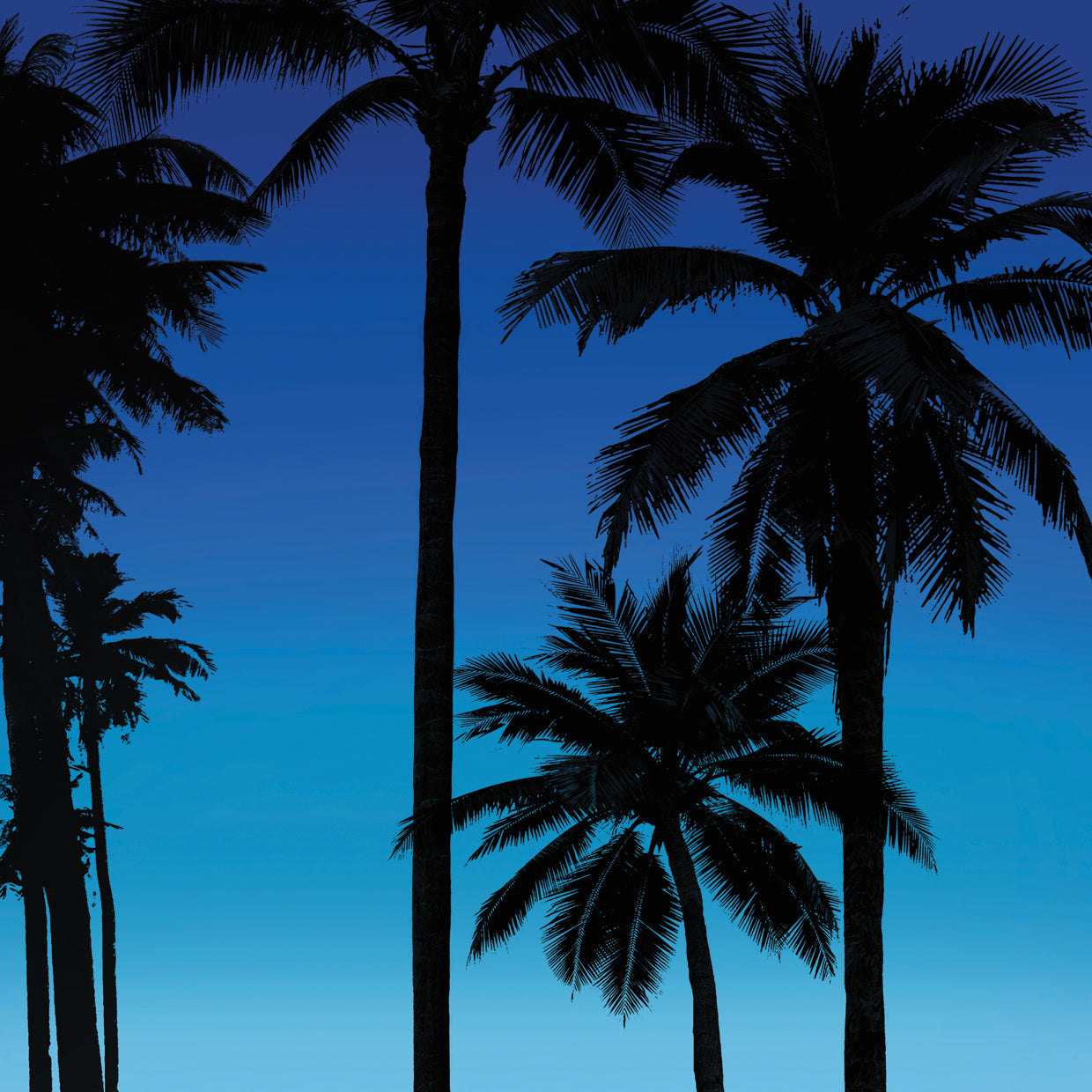 Palms Black on Blue II