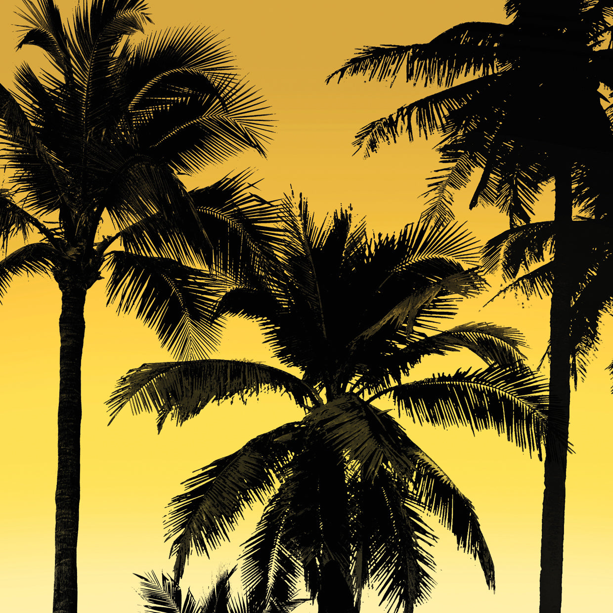 Palms Black on Yellow II