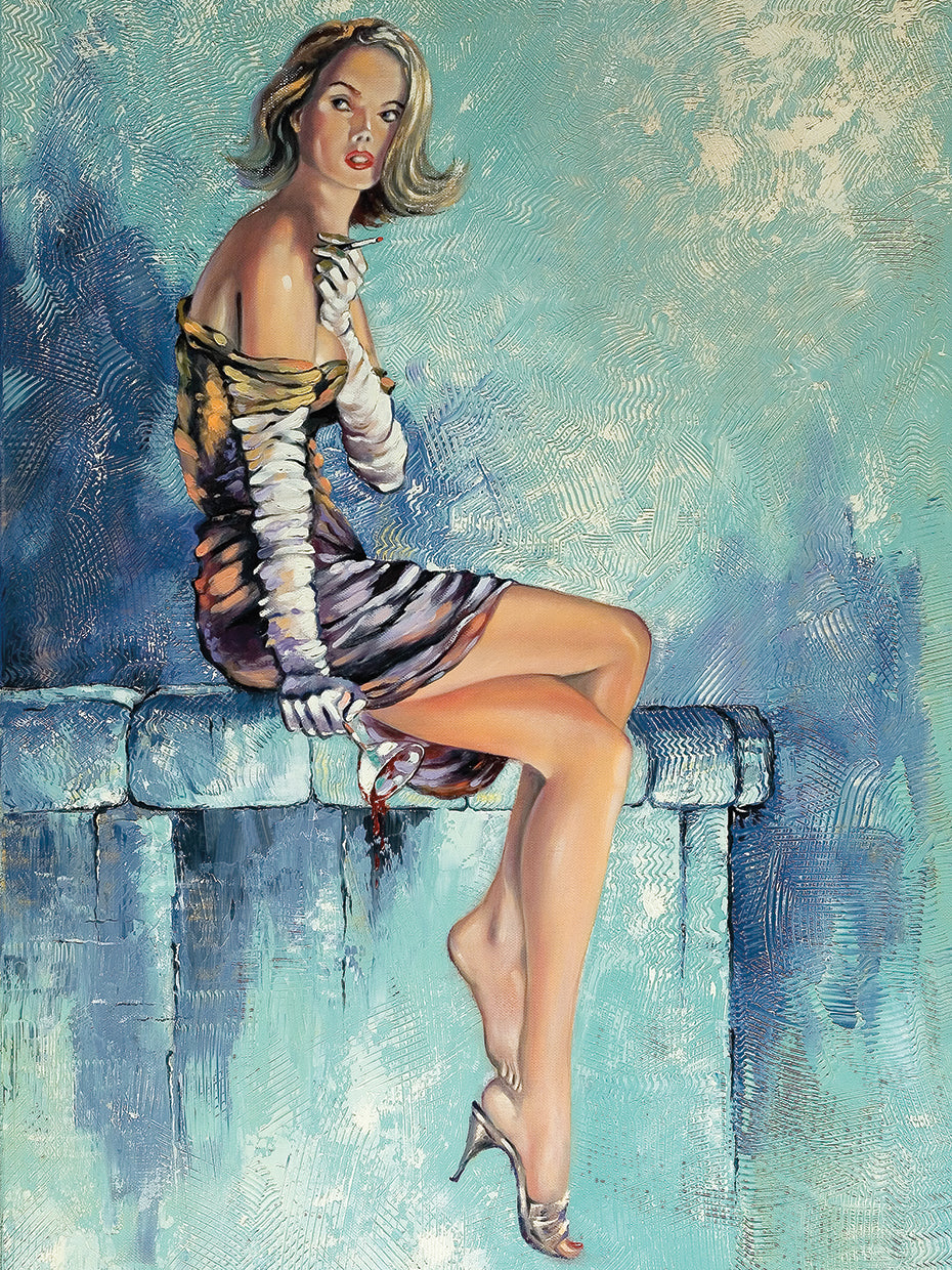 The beautiful girl with a glass and a cigarette