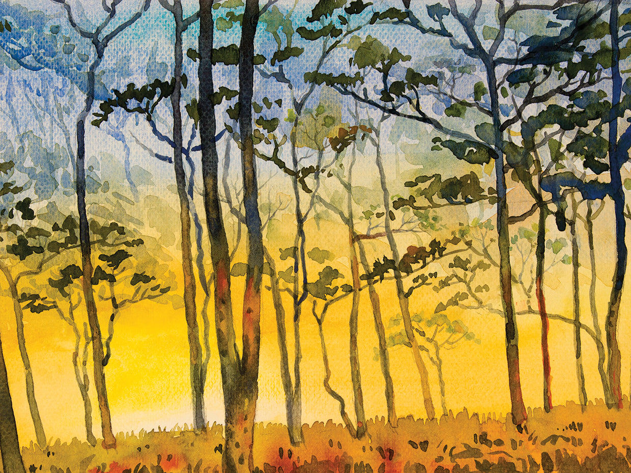 Paisaje de acuarela de incendios forestales Lienzo