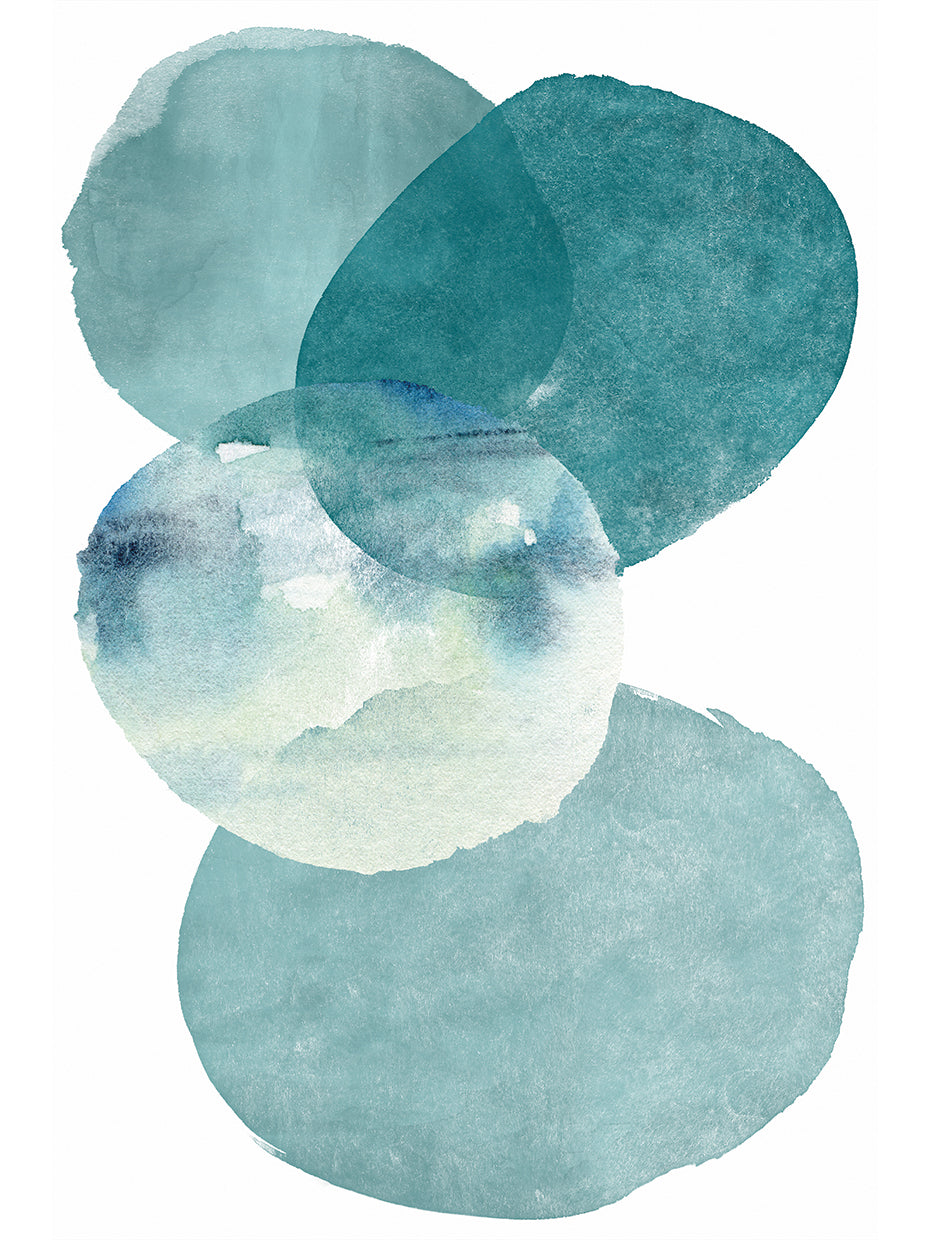 Pools of Ocean Blue Watercolor Abstract II