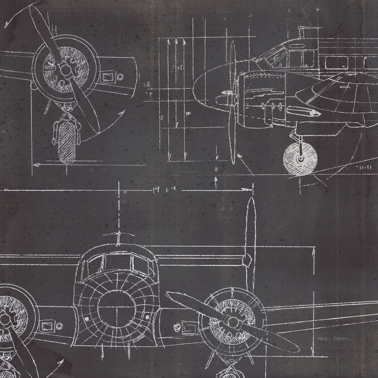Plane Blueprint III Publicación sin palabras Lienzo