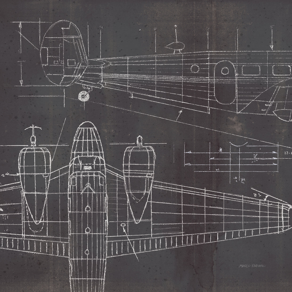 Plane Blueprint II Publicación sin palabras Lienzo