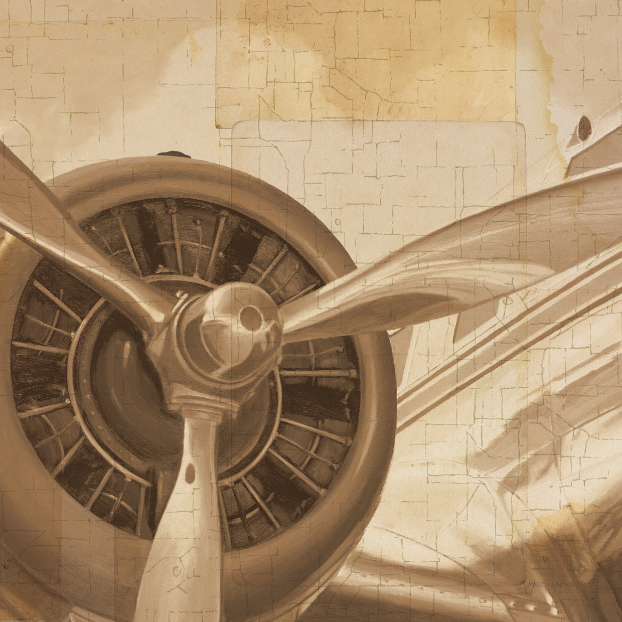 Viajar por Air II Sepia Sin palabras Lienzo
