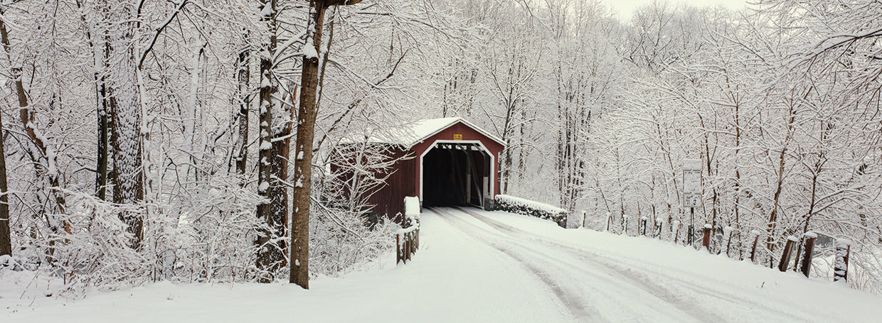 Puente cubierto de nieve Lienzo