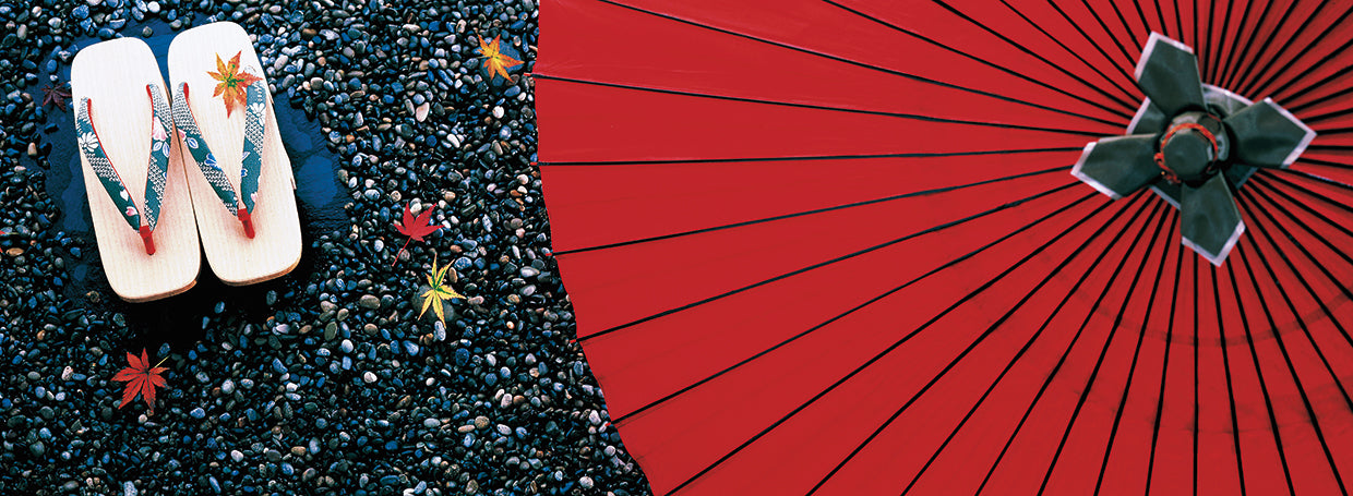 Japanese Clogs and Umbrella