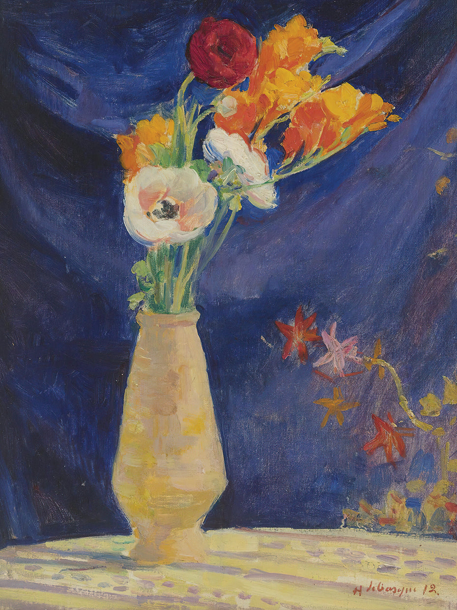Vase D’anémones Sur Fond Bleu (1912)