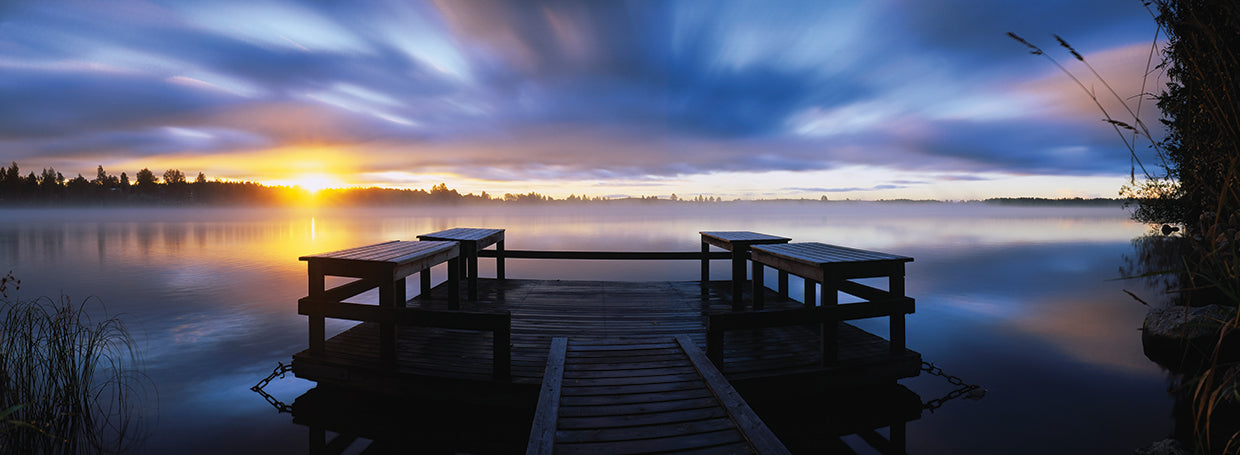 Muelle al anochecer, Finlandia Lienzo