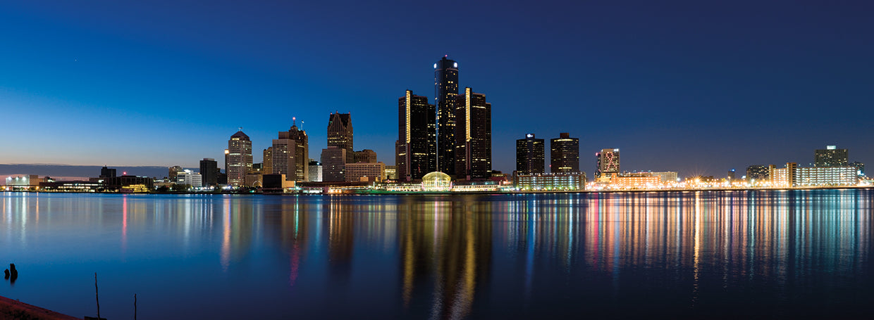 Detroit Skyscrapers at Dusk