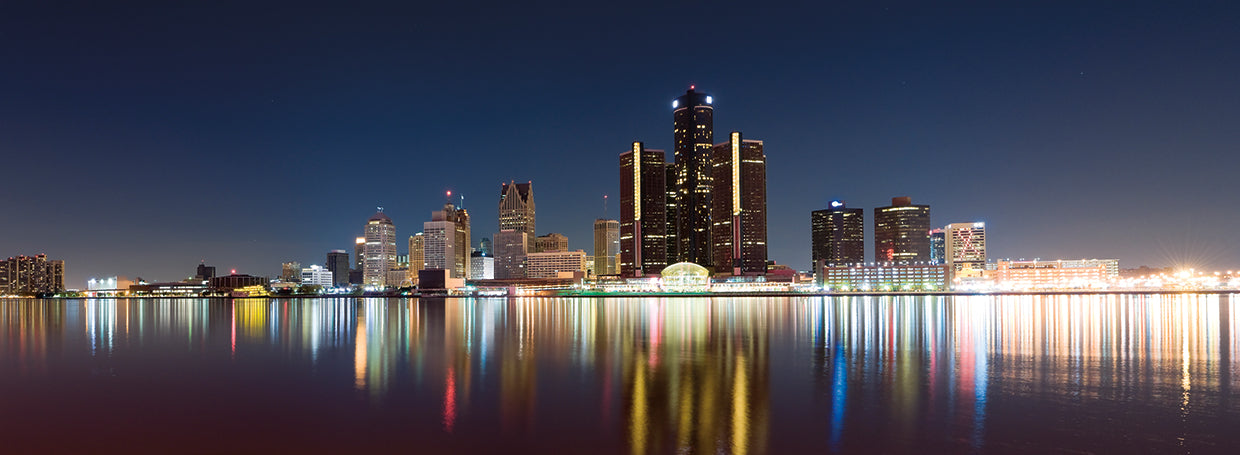 Detroit Buildings at Dusk