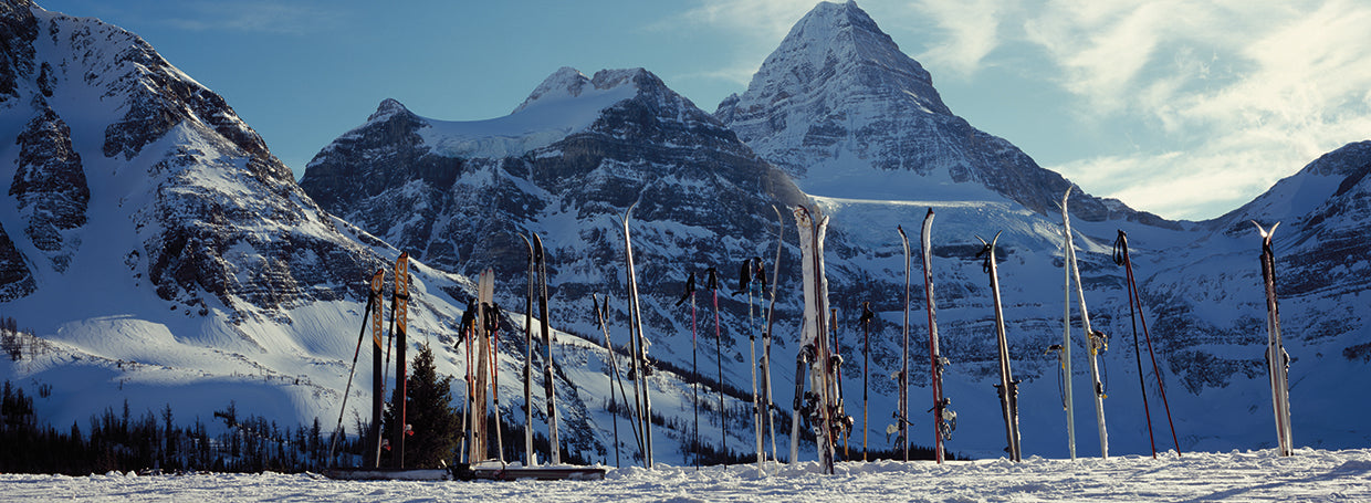 Bastones de esquí en Mt Assiniboine Lienzo