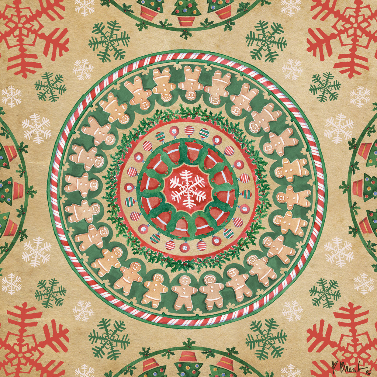 Navidad Suzani Square I Lienzo