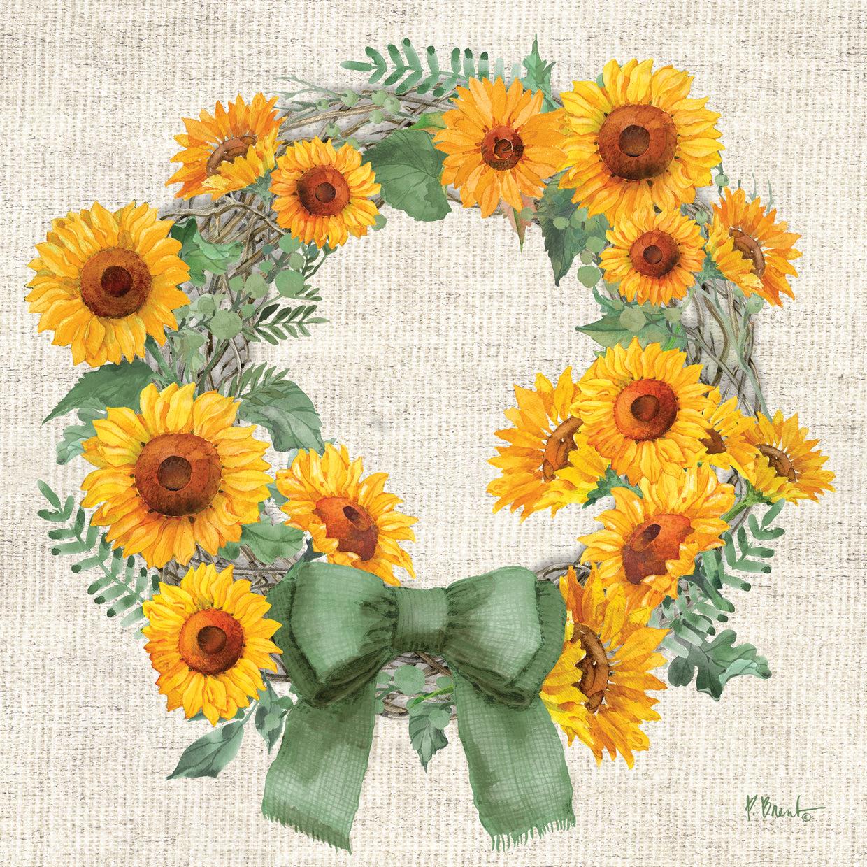 Sage Sunflowers Wreath