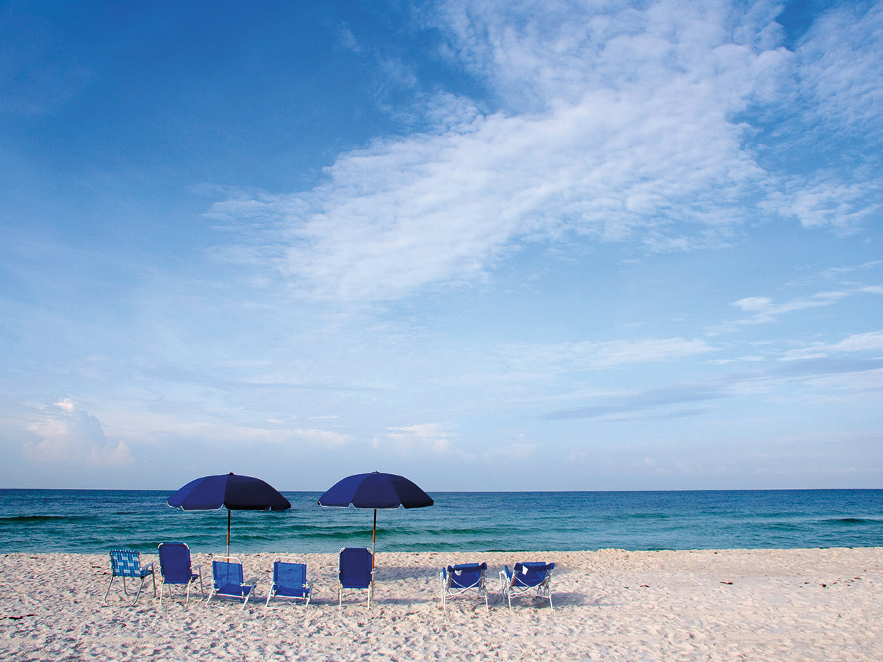 Blue Chairs and Umbrellas
