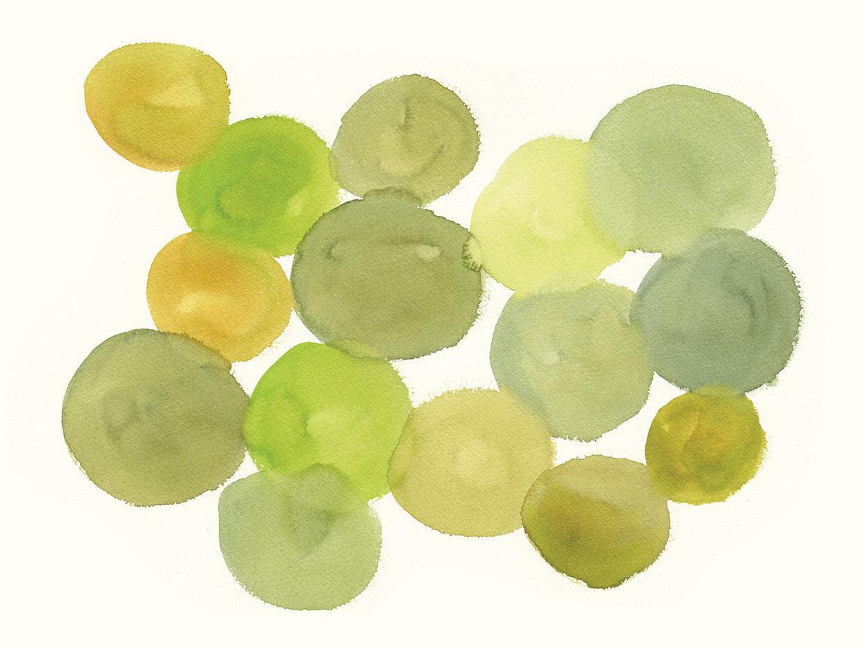 Green Watercolour Circles I